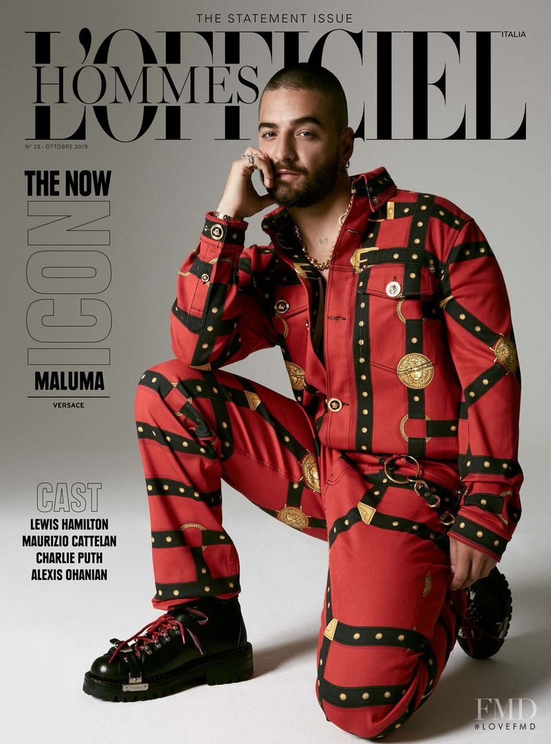 Maluma featured on the L\'Officiel Hommes Italy cover from October 2019