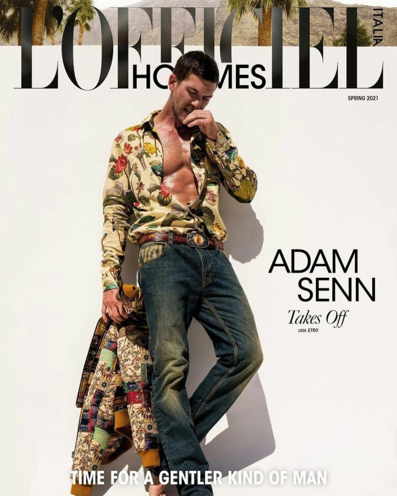 Adam Senn featured on the L\'Officiel Hommes Italy cover from March 2021