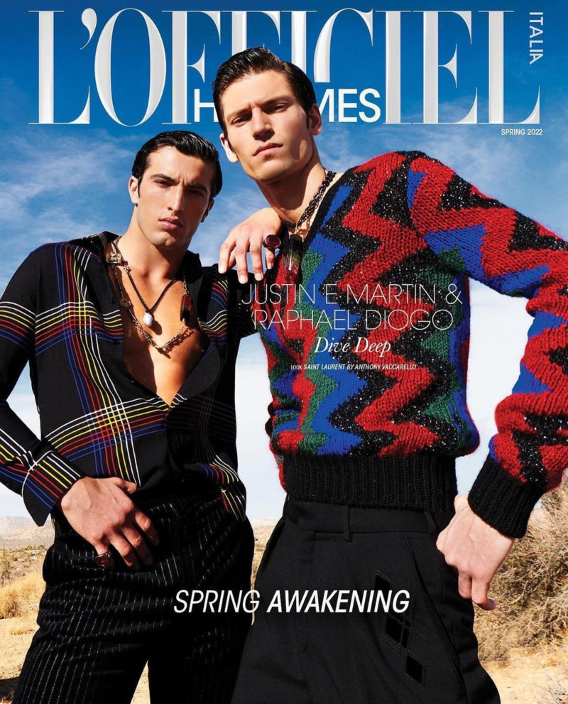 Justin Eric Martin, Raphael Diogo featured on the L\'Officiel Hommes Italy cover from May 2022