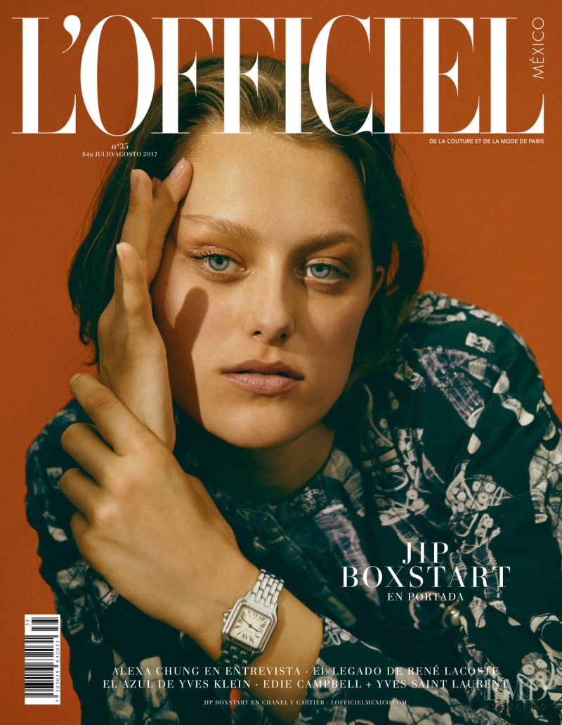Jip Boxstart featured on the L\'Officiel Mexico cover from July 2017