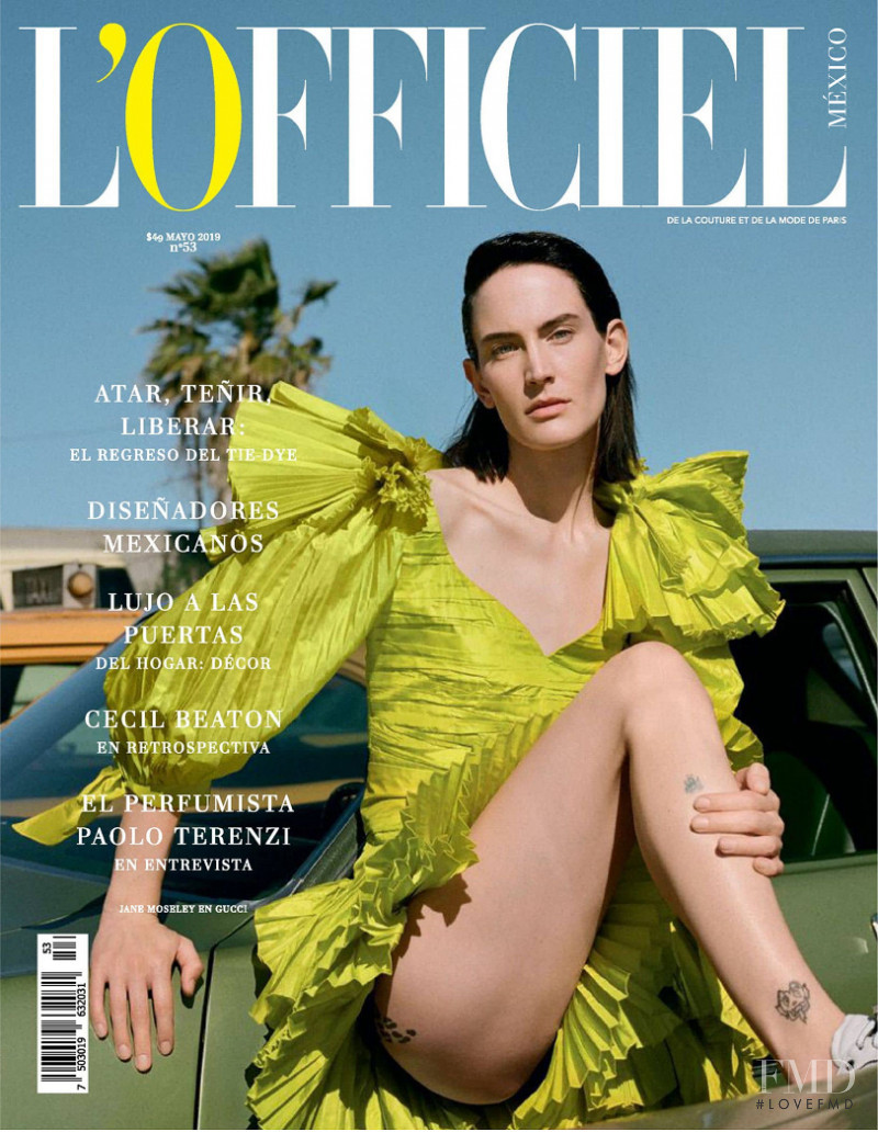 Jane Moseley featured on the L\'Officiel Mexico cover from May 2019