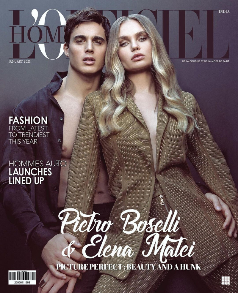 Elena Matei featured on the L\'Officiel Hommes India cover from January 2021