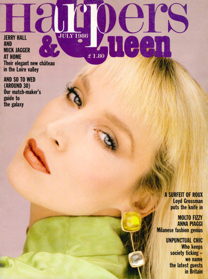 Jerry Hall featured on the Harpers & Queen cover from July 1986