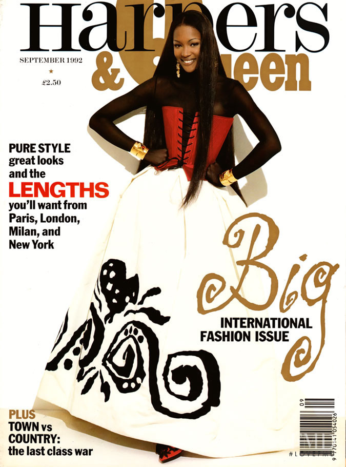 Naomi Campbell featured on the Harpers & Queen cover from September 1992