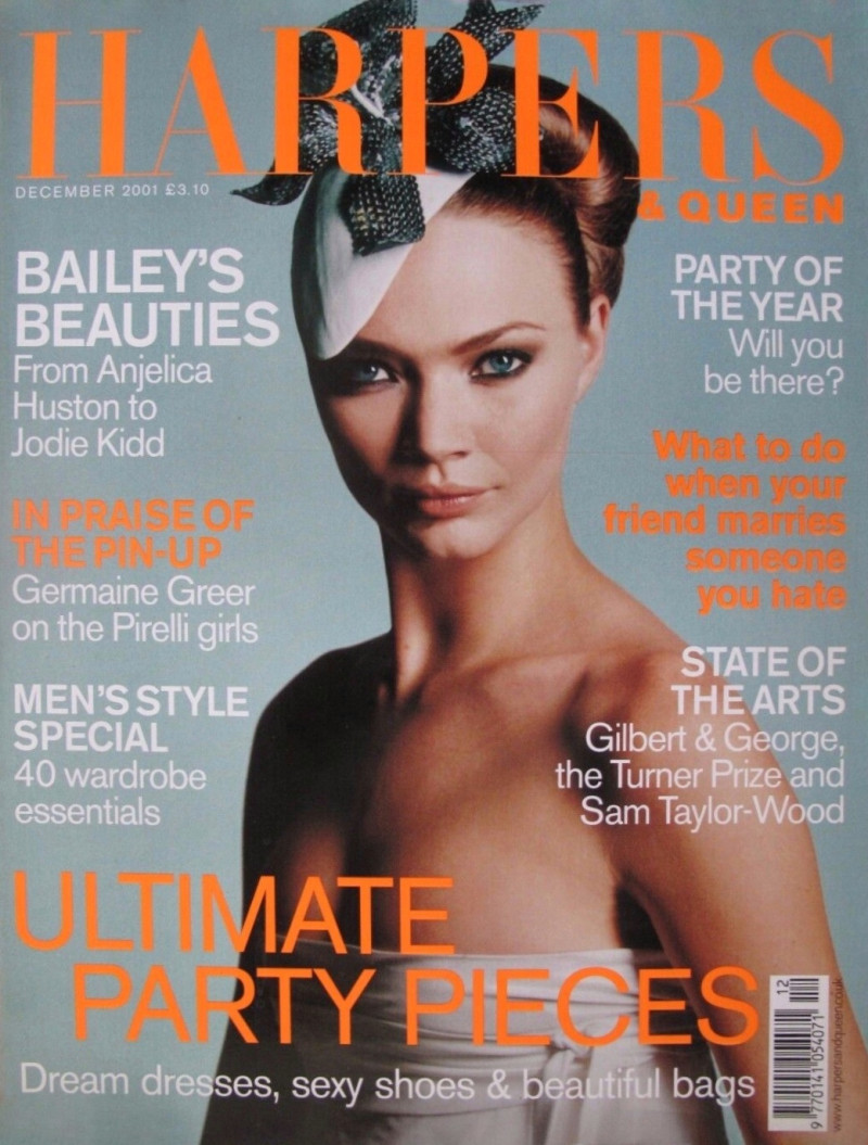 Jodie Kidd featured on the Harpers & Queen cover from December 2001