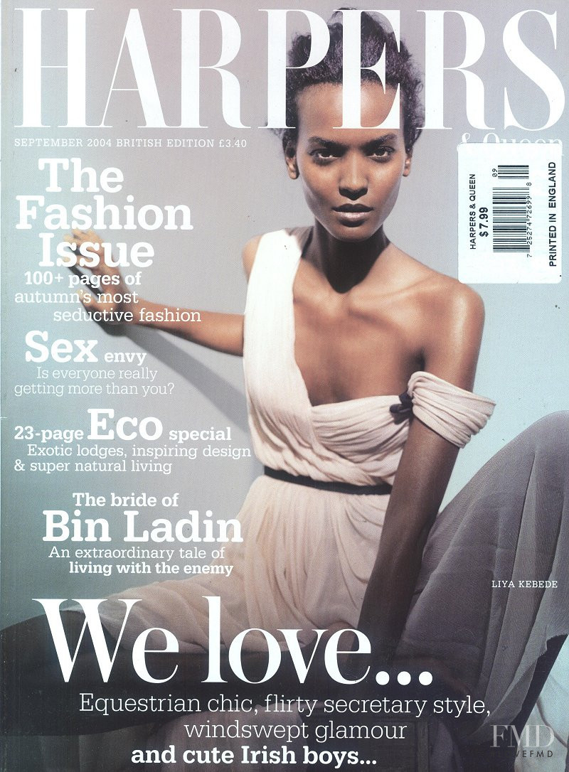 Liya Kebede featured on the Harpers & Queen cover from September 2004