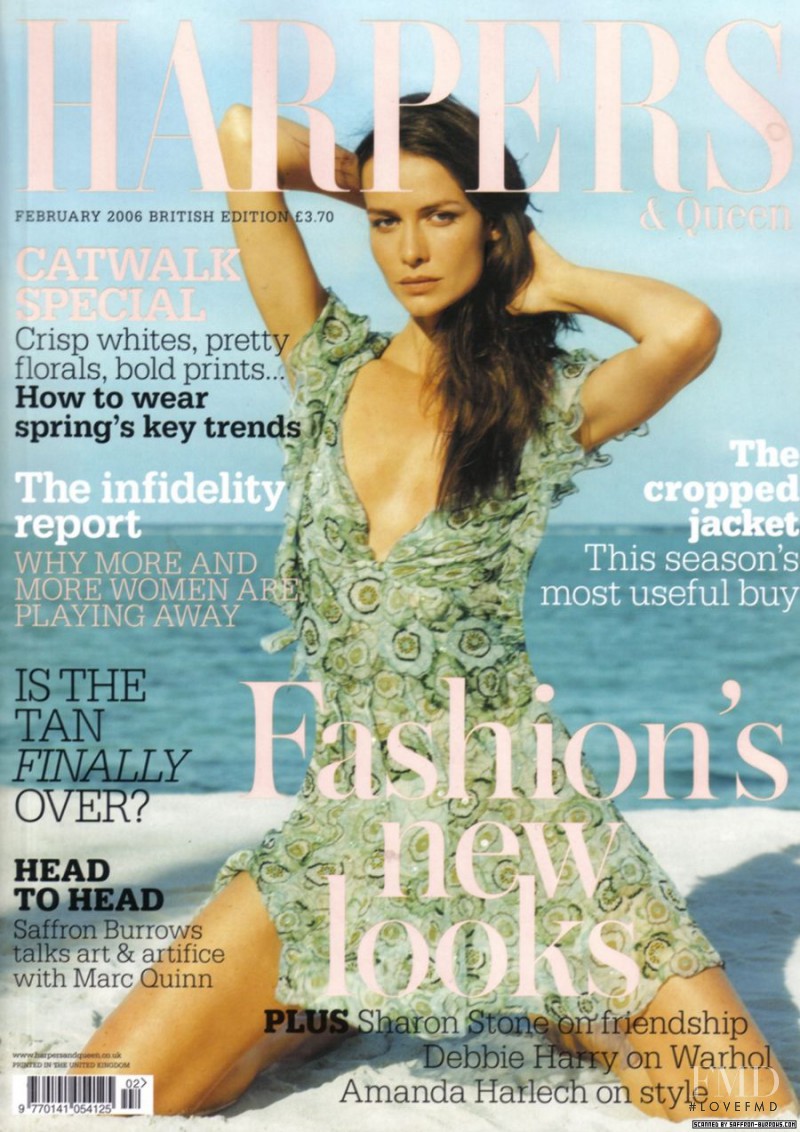 Saffron Burrows featured on the Harpers & Queen cover from February 2006