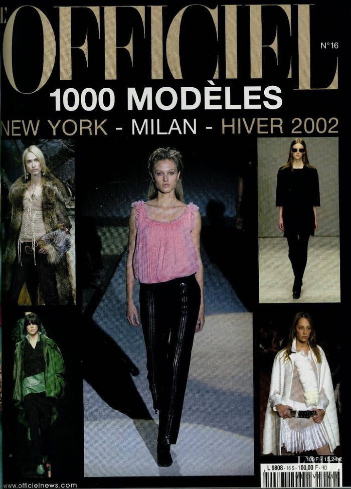  featured on the L\'Officiel 1000 Modeles Milan New York cover from October 2001