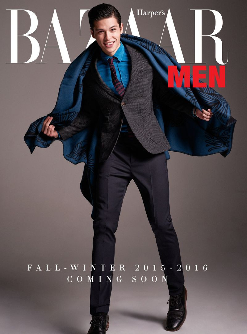 Krit McClean featured on the Harper\'s Bazaar Men Thailand cover from September 2015