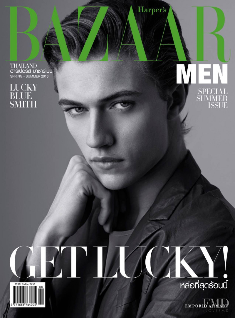 Lucky Blue Smith featured on the Harper\'s Bazaar Men Thailand cover from March 2016