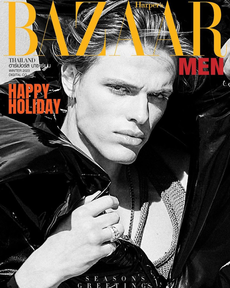 Taras Romanov featured on the Harper\'s Bazaar Men Thailand cover from December 2023