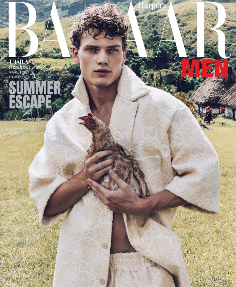 Caesar Romeo van den Idsert featured on the Harper\'s Bazaar Men Thailand cover from March 2024