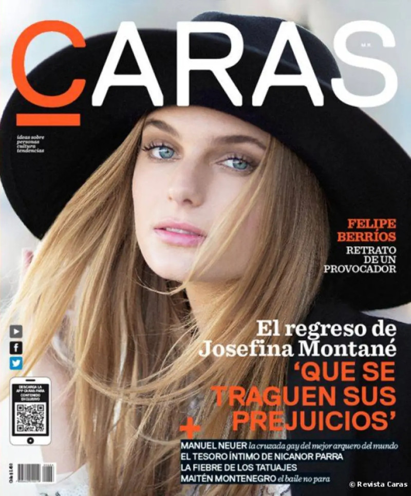 Josefina Montané featured on the Caras Chile cover from July 2014