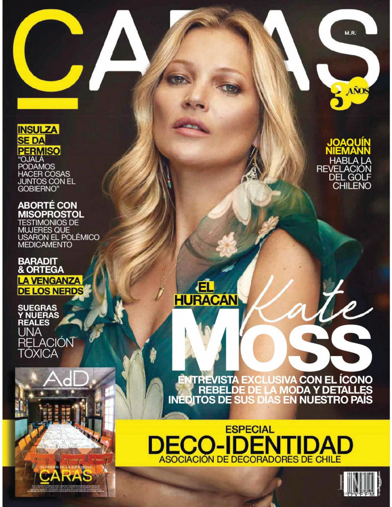 Kate Moss featured on the Caras Chile cover from April 2018
