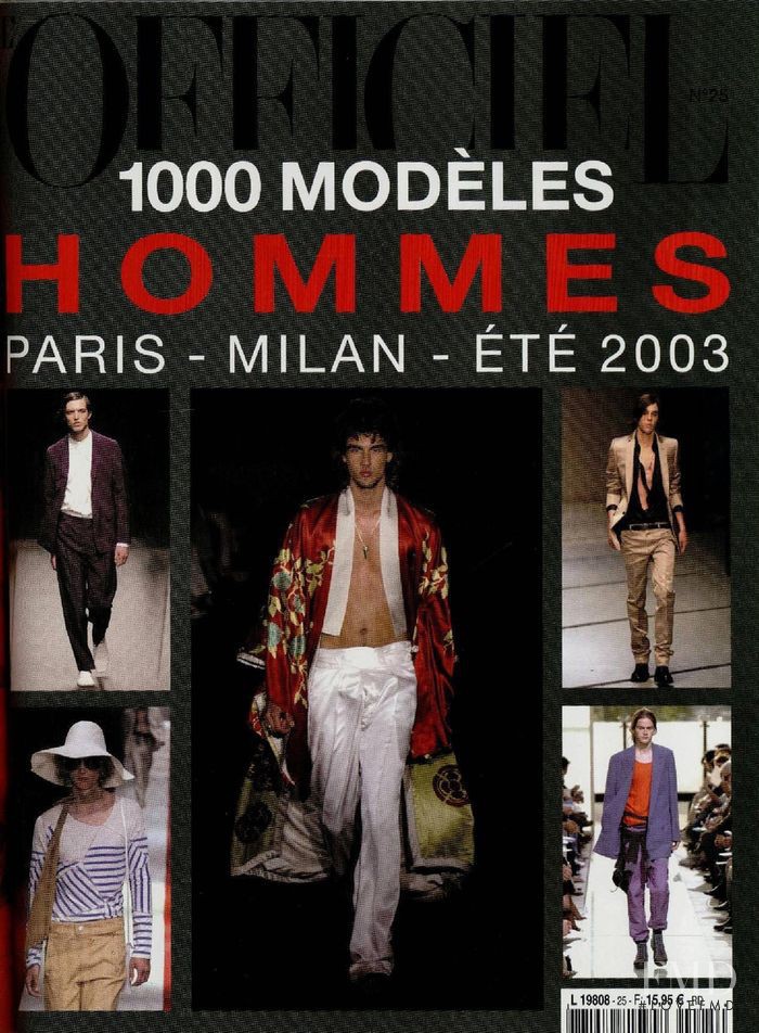  featured on the L\'Officiel 1000 Modele Hommes cover from May 2002