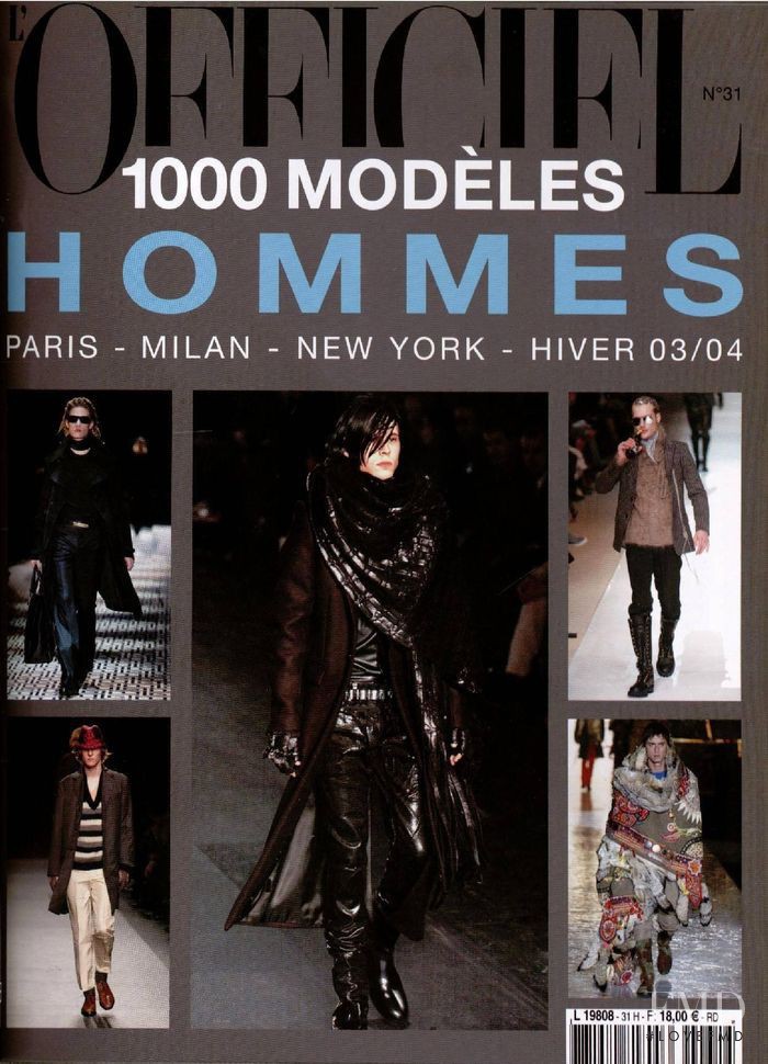  featured on the L\'Officiel 1000 Modele Hommes cover from November 2002