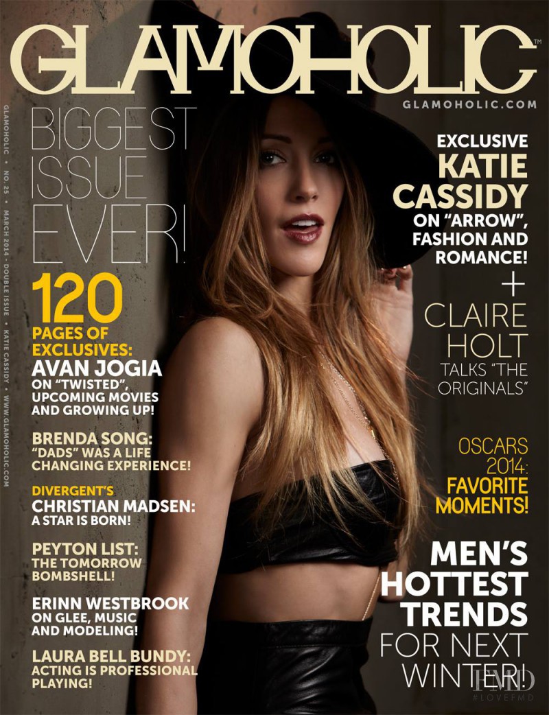 Katie Cassidy featured on the Glamoholic cover from March 2014