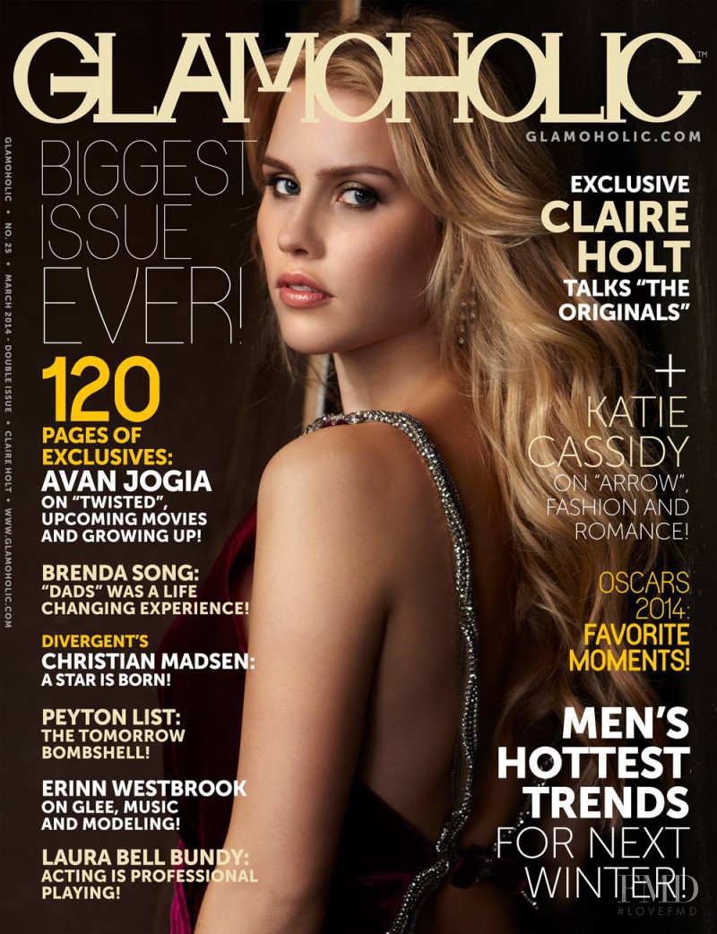 Claire Holt featured on the Glamoholic cover from March 2014