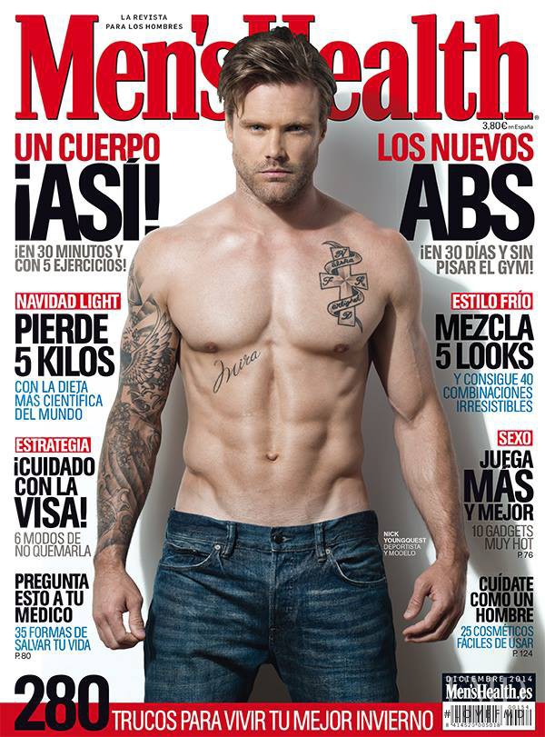 Nick Youngquest featured on the Men\'s Health Spain cover from December 2014