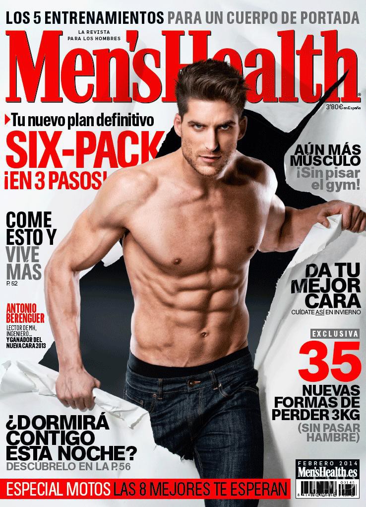 Antonio Berenguer featured on the Men\'s Health Spain cover from February 2014