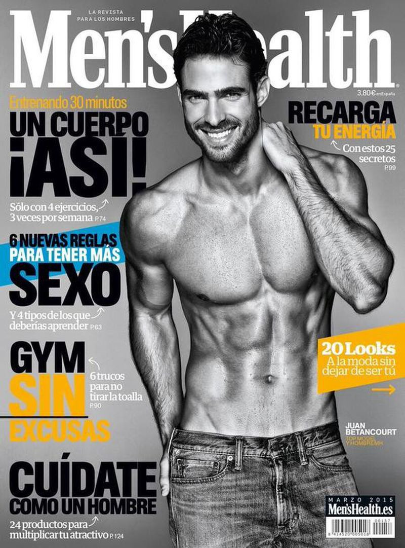 Juan Betancourt featured on the Men\'s Health Spain cover from March 2015