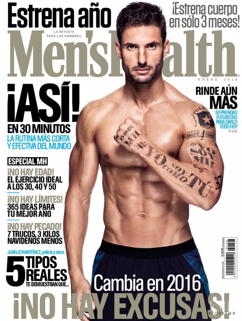Juanjo Martínez featured on the Men\'s Health Spain cover from January 2016
