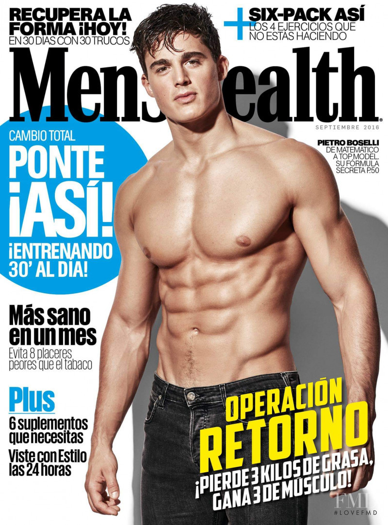 Pietro Boselli featured on the Men\'s Health Spain cover from September 2016