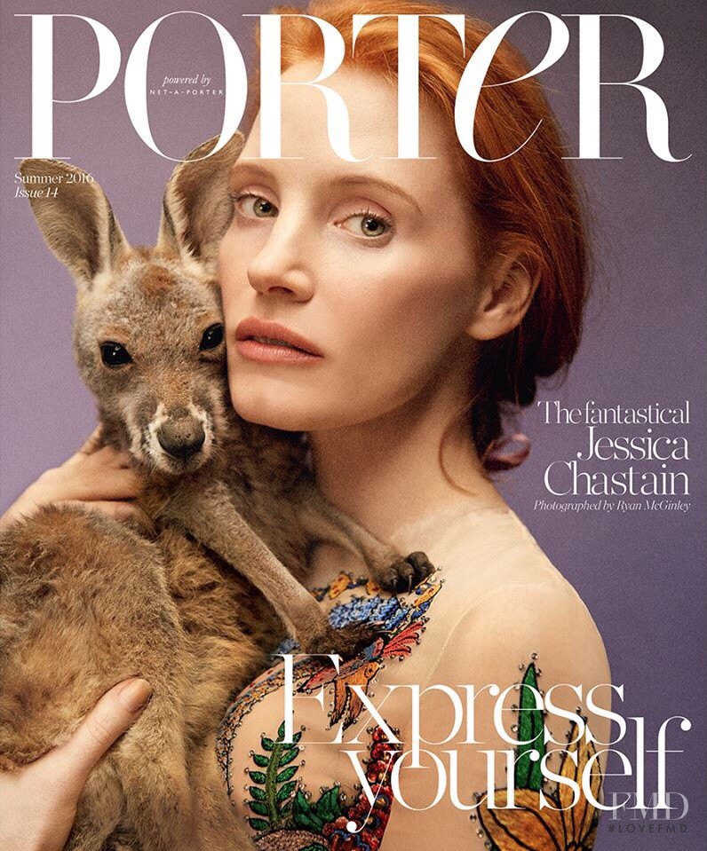 Jessica Chastain  featured on the Porter cover from April 2016
