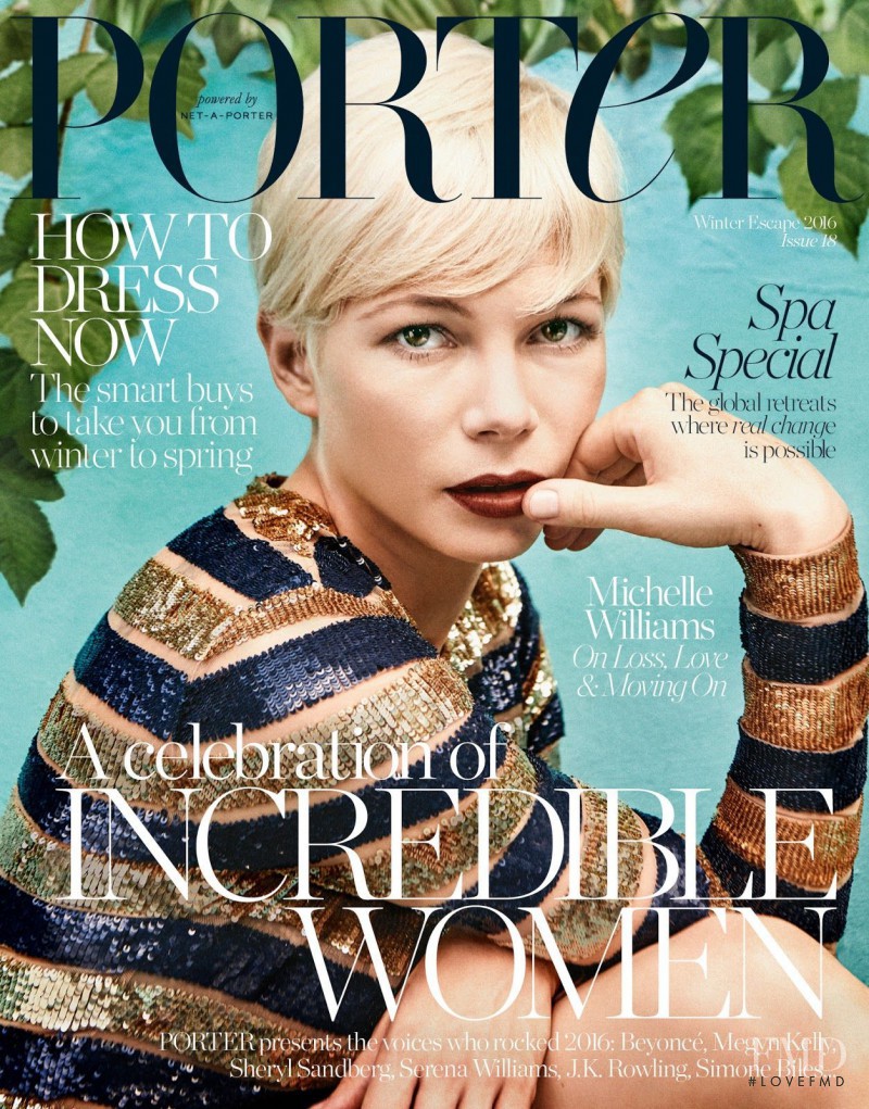 Michelle Williams featured on the Porter cover from December 2016