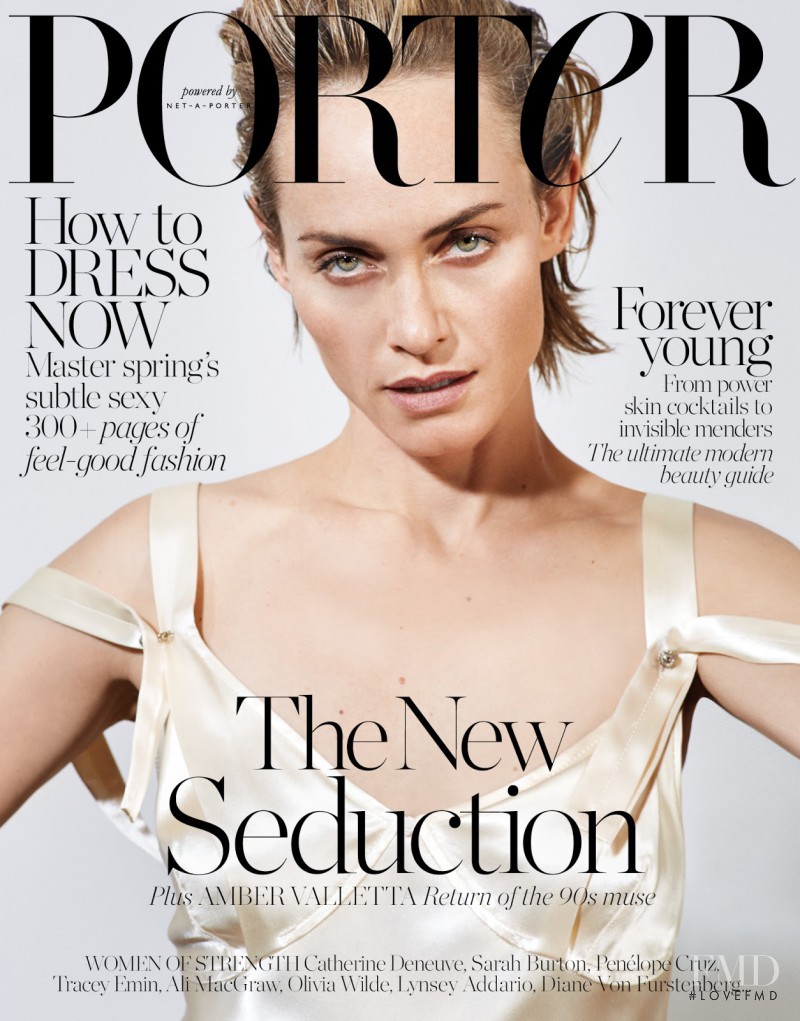 Amber Valletta featured on the Porter cover from February 2016