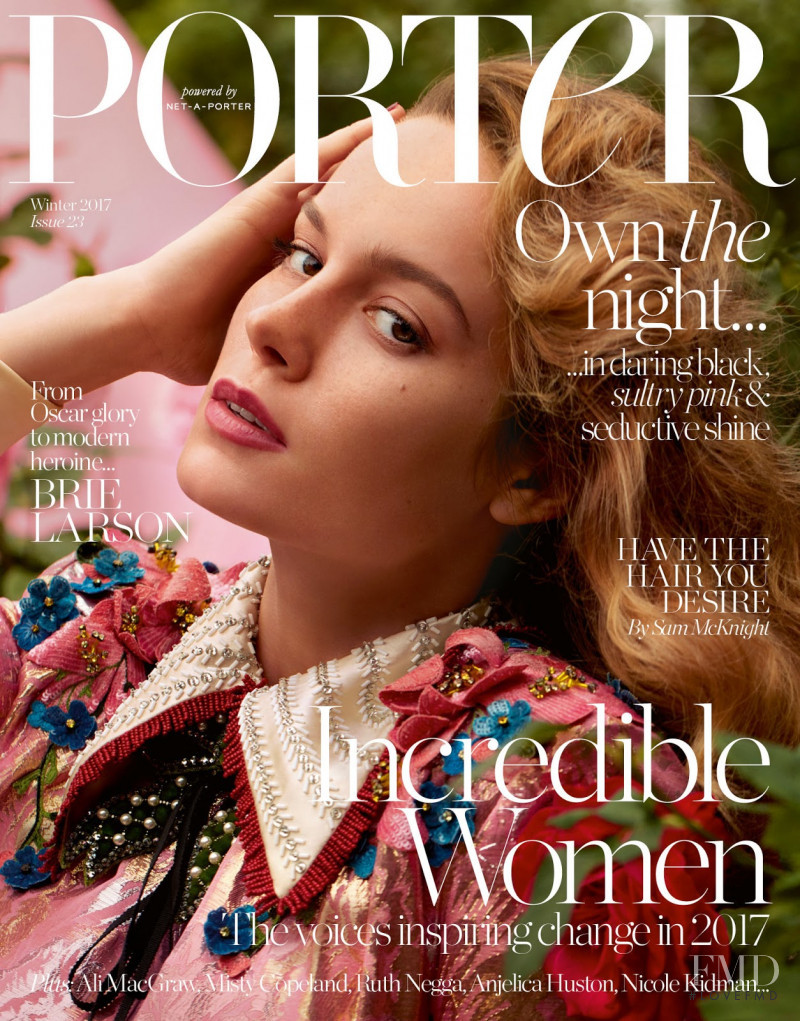 Brie Larson featured on the Porter cover from October 2017