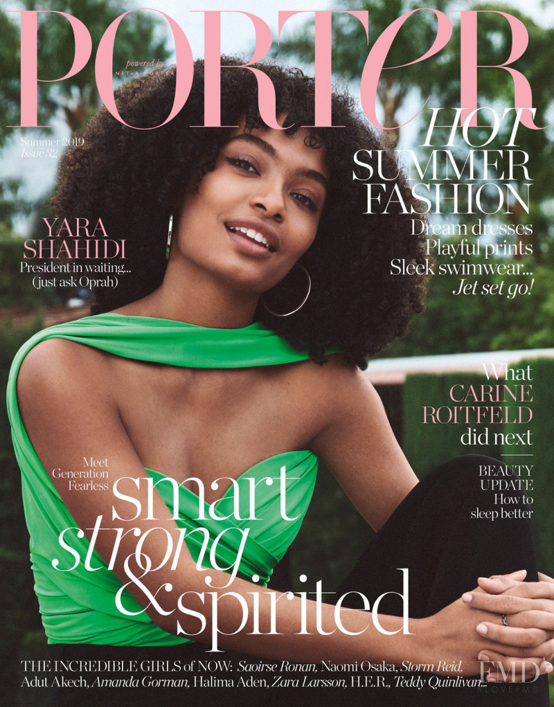 Yara Shadidi featured on the Porter cover from April 2019