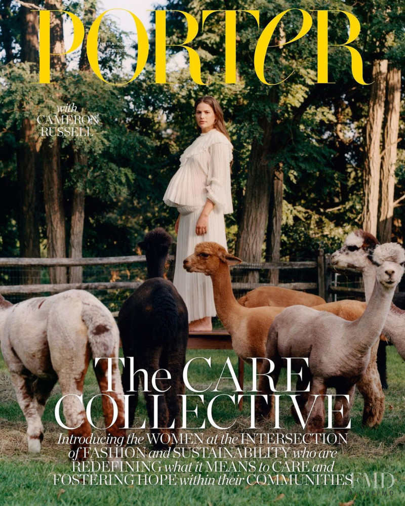 Cameron Russell featured on the Porter cover from August 2021