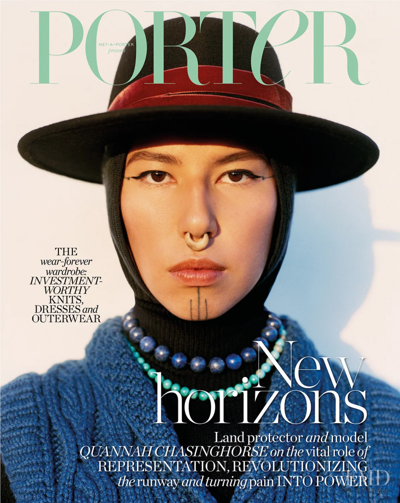 Quannah Rose Chasinghorse-Potts featured on the Porter cover from December 2021
