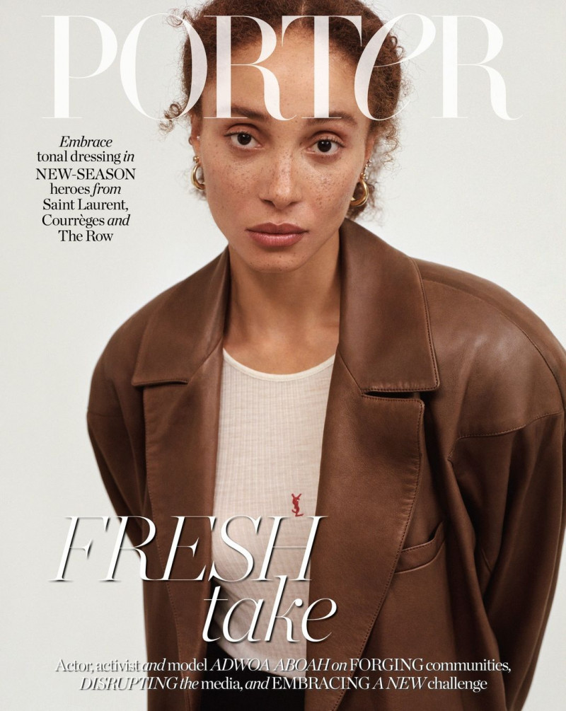 Adwoa Aboah featured on the Porter cover from August 2023