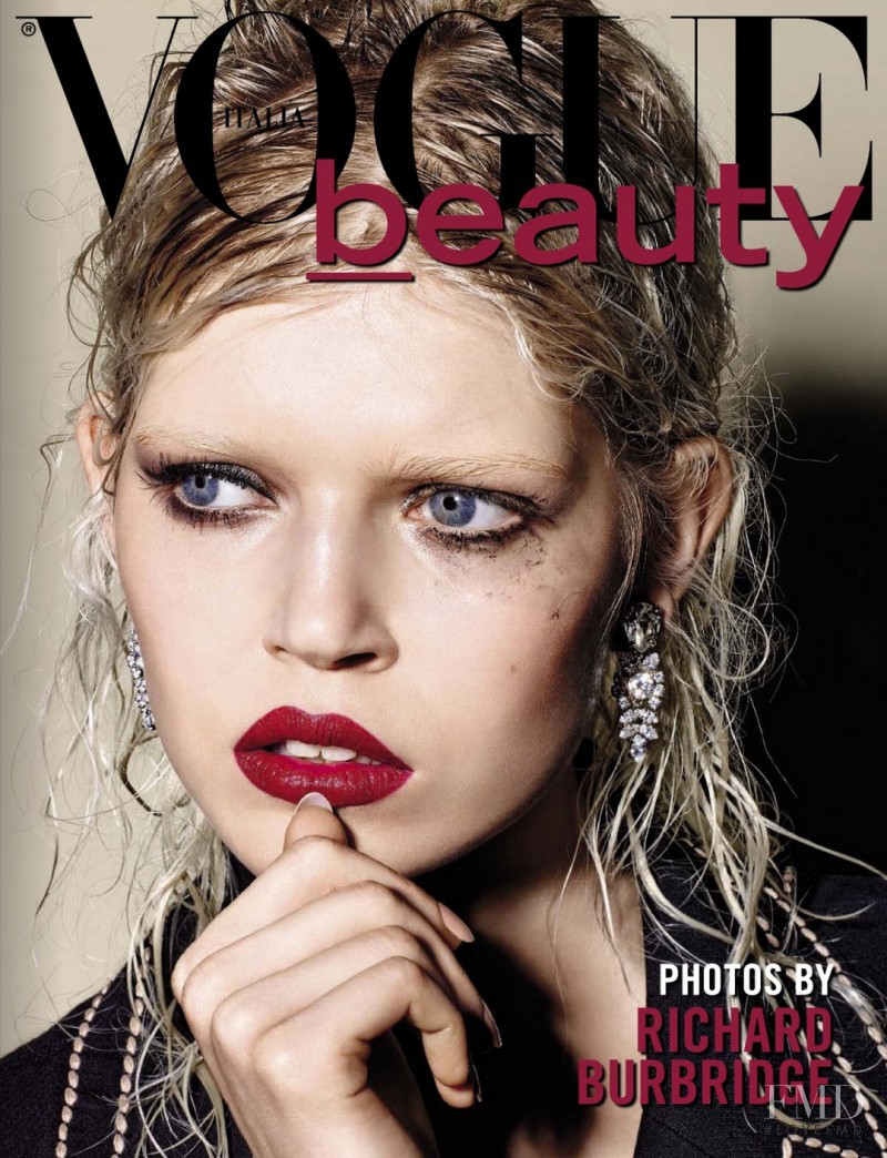 Ola Rudnicka featured on the Vogue Beauty Italy cover from February 2015