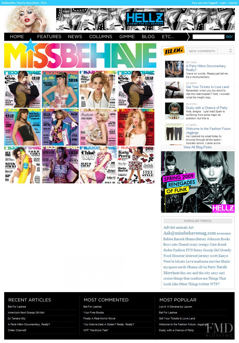  featured on the Missbehave.com screen from April 2010