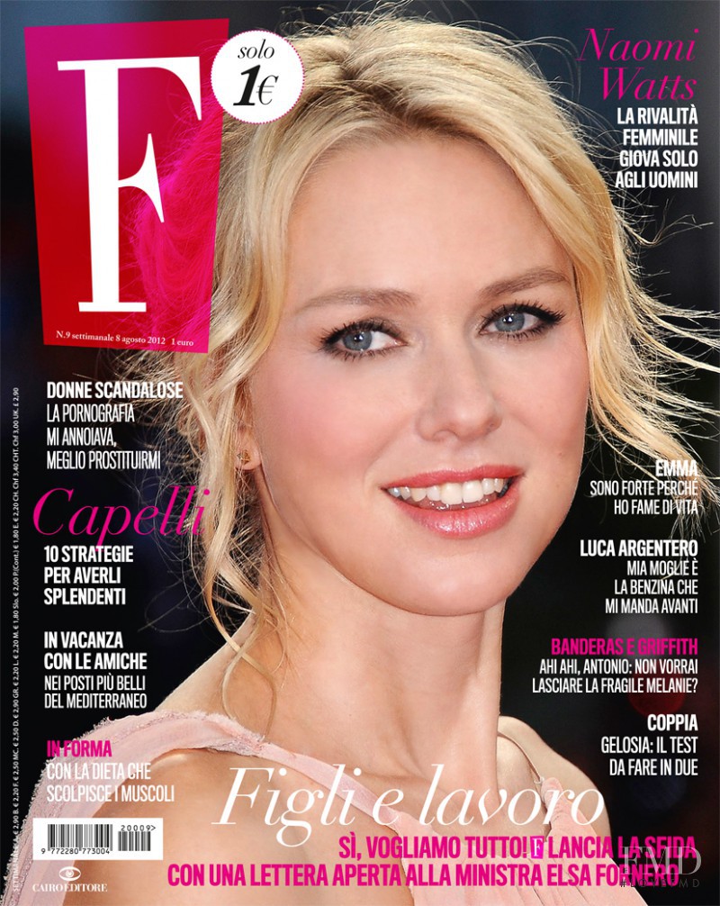 Naomi Watts featured on the F cover from August 2012