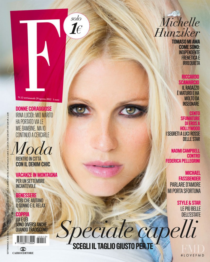 Michelle Hunziker featured on the F cover from August 2012
