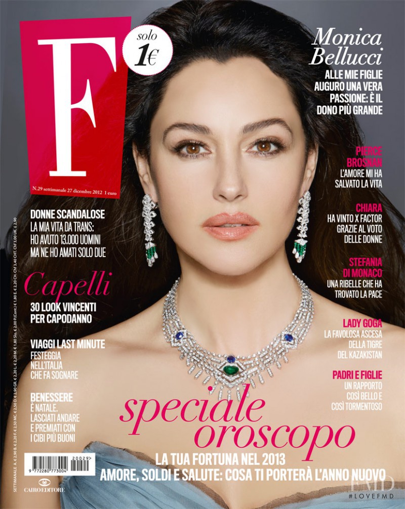 Monica Bellucci featured on the F cover from December 2012