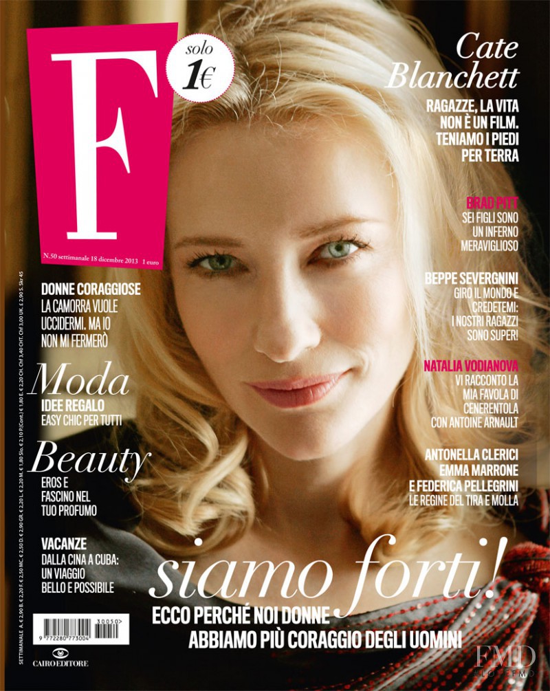 Cate Blanchett featured on the F cover from December 2013
