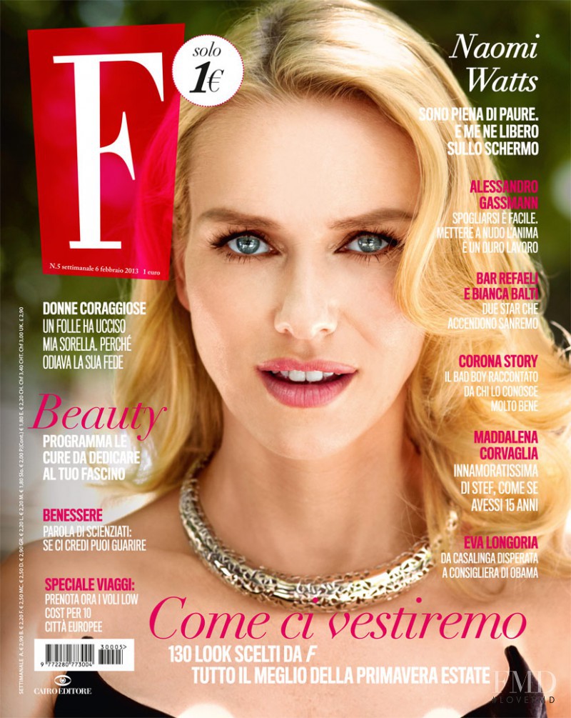 Naomi Watts featured on the F cover from February 2013