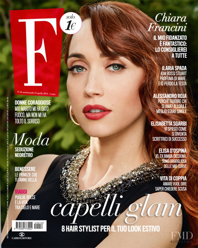 Chiara Francini featured on the F cover from April 2014
