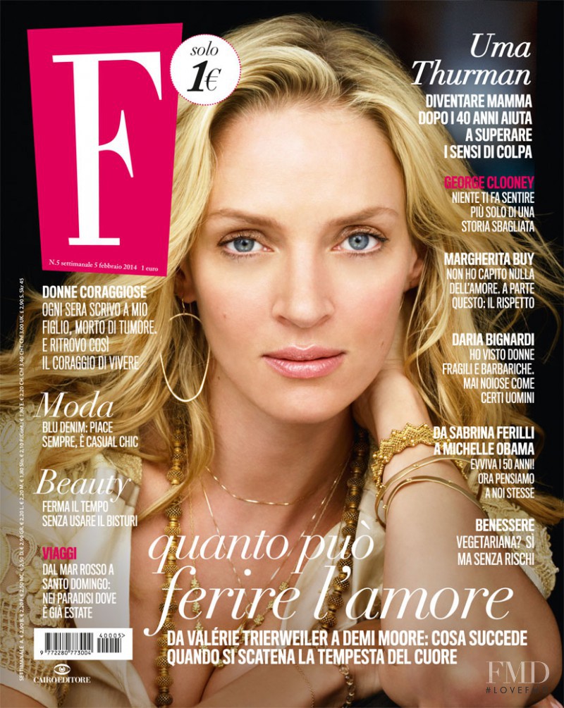 Uma Thurman featured on the F cover from February 2014