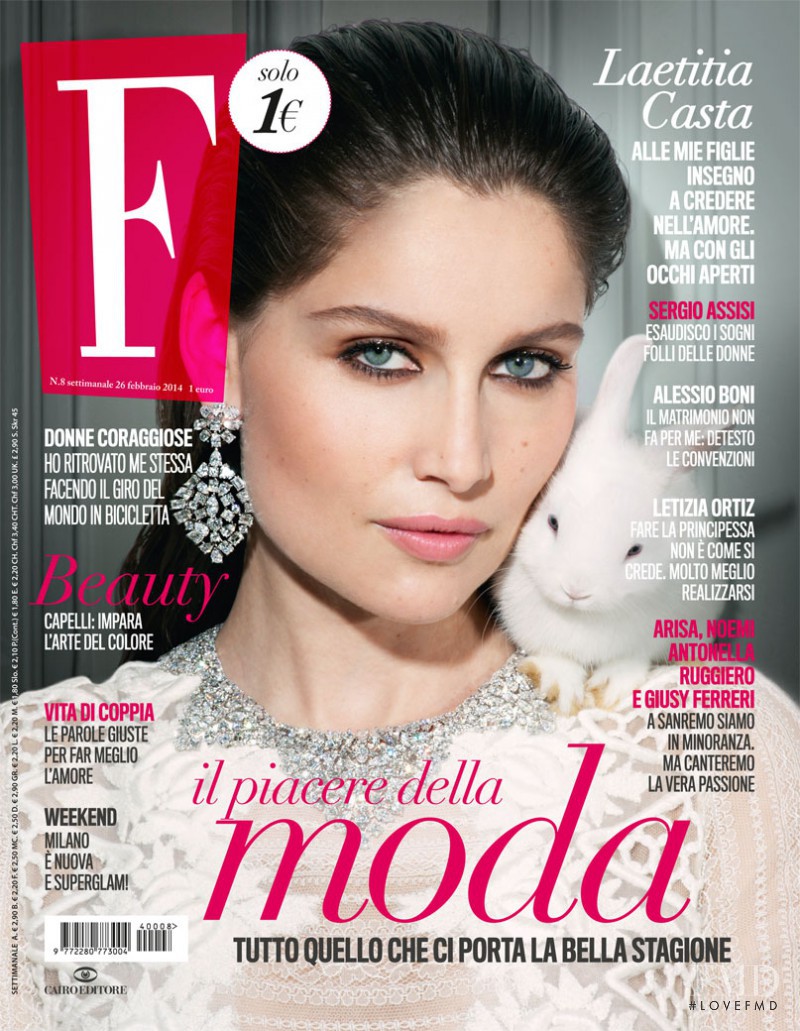 Laetitia Casta featured on the F cover from February 2014