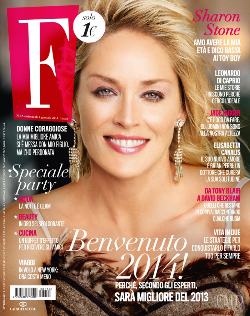 Sharon Stone featured on the F cover from January 2014