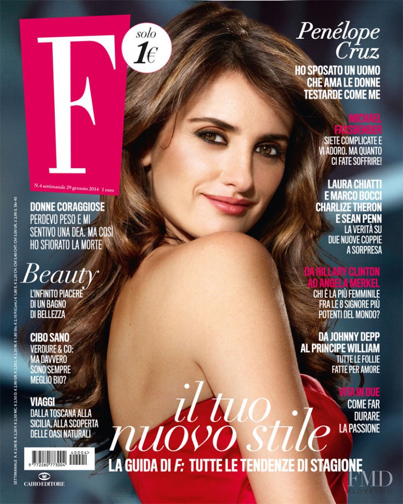 Penélope Cruz featured on the F cover from January 2014