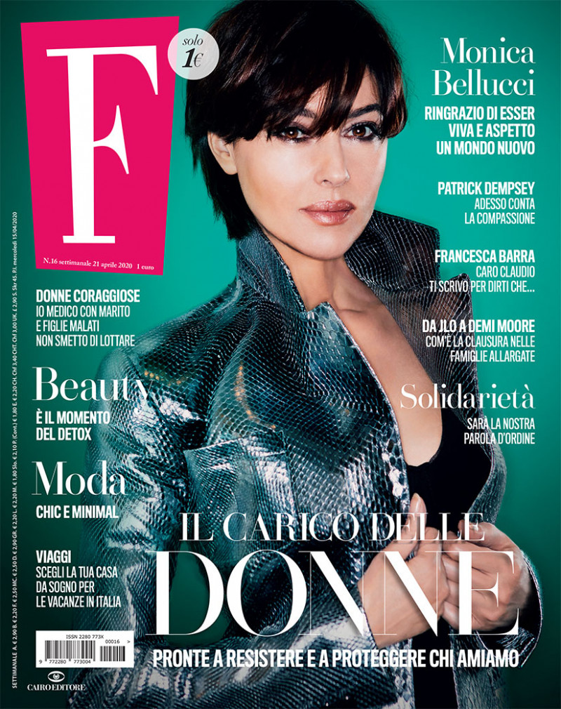 Monica Bellucci featured on the F cover from April 2020