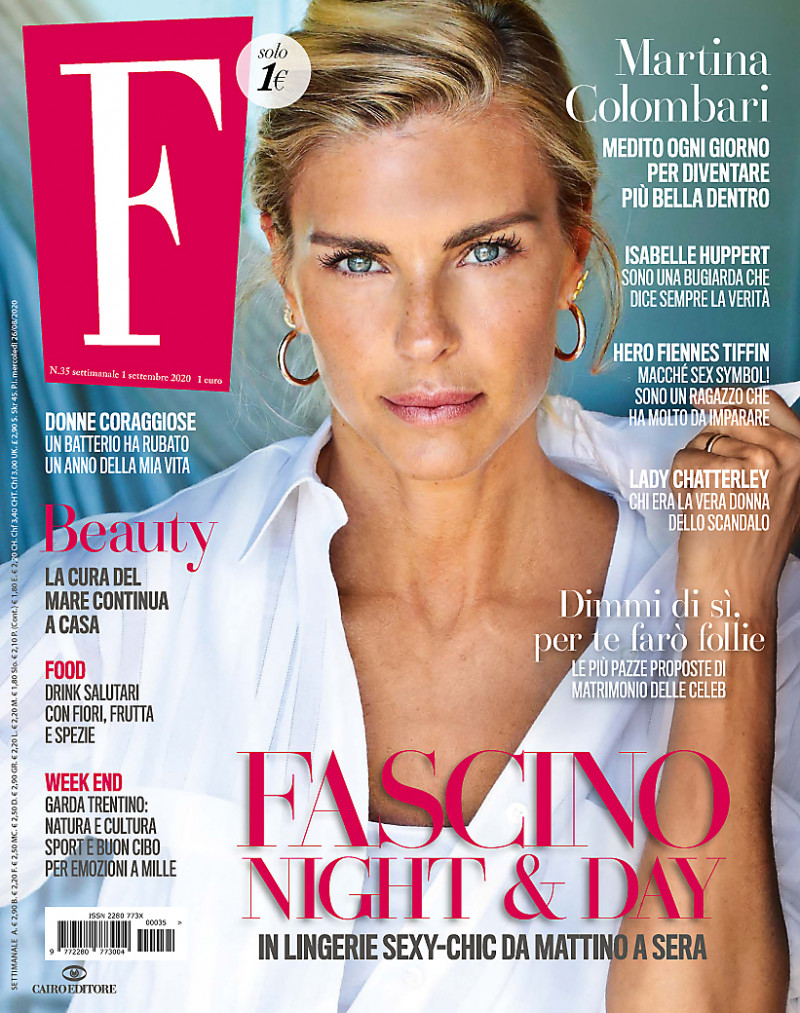 Martina Colombari featured on the F cover from September 2020