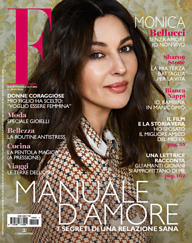Monica Bellucci featured on the F cover from November 2022